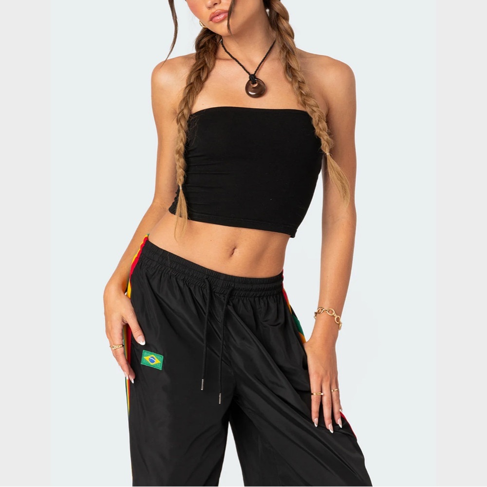 Black Tube Top and Track Pants
